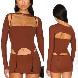 Miaou Phoenix Top Cinnamon Brown Shrug Tank Corset Sz S NWT Revolve $235